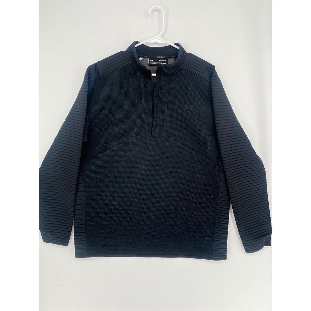 Under Armour ColdGear Golf Pullover Mens XL Black 1/4 Zip Ribbed Loose Fit